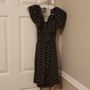 Black Pattern Ruffle Dress